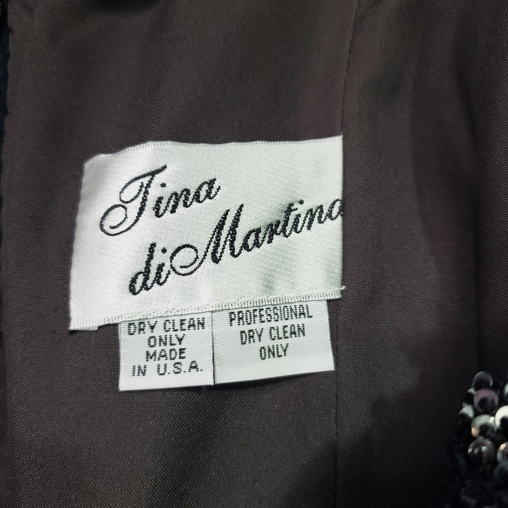 Tina di Martino silver gray and black beaded floral gown - Picture 7 of 7